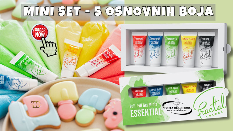 Torta Dekor MINI GEL Fractal - Osnovni Mix 5 kom